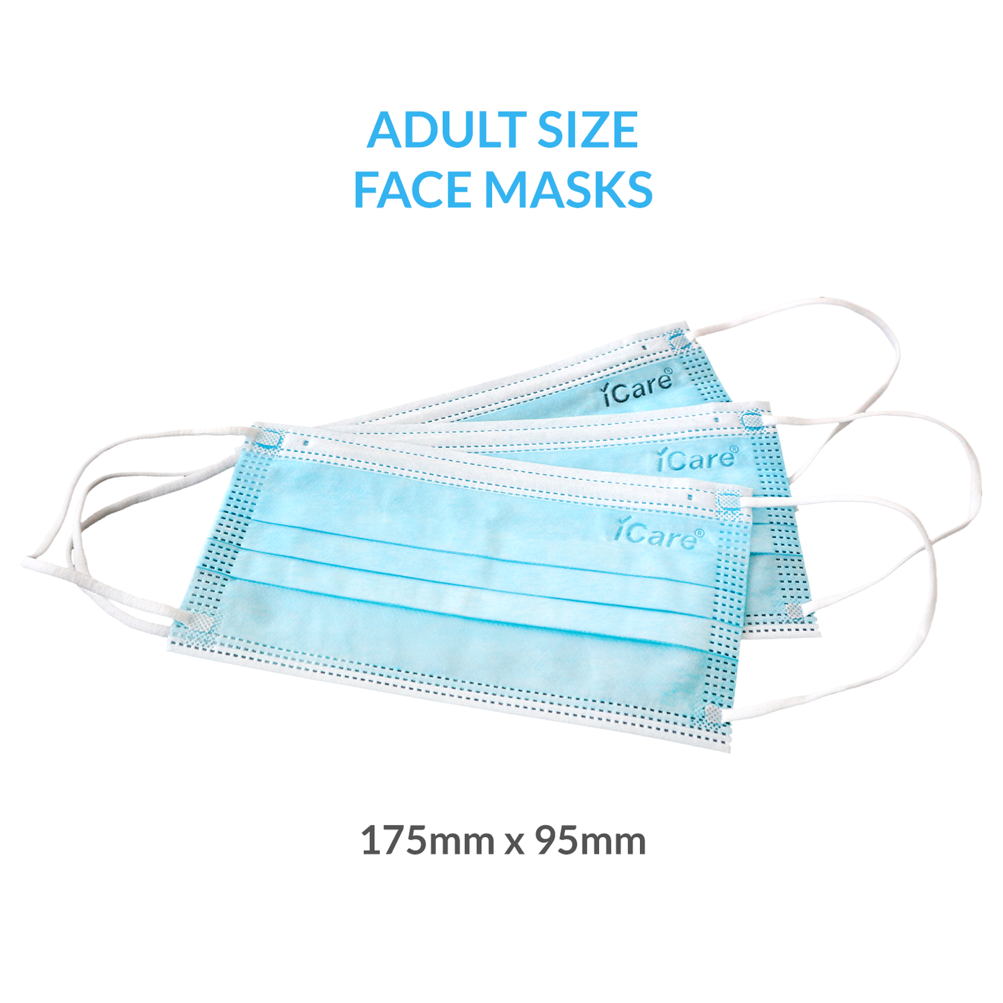 iCare® REF285 Disposable Face Mask ( Type II For Medical Use) 5 Boxes(250pcs) with Comfortable Elastic Earloop and Embedded Nose Clip Design, 3ply Breathable Melt-Blown and Non-Woven Fabric for Home, Office and Outdoor