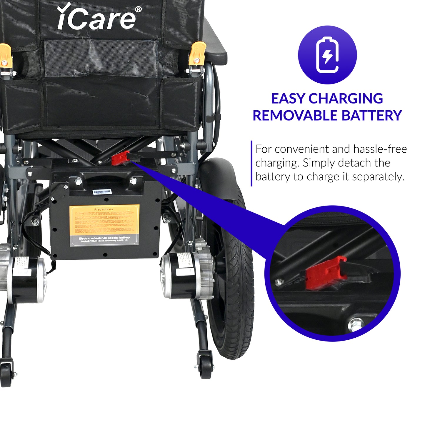 iCare® E310 Pro New Model Electric Wheelchair HEAVY DUTY (110kg Load Limit, 50kg Wheelchair Weight)