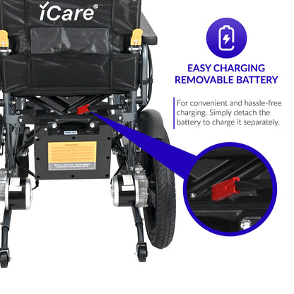 iCare® E310 Pro New Model Electric Wheelchair HEAVY DUTY (110kg Load Limit, 50kg Wheelchair Weight)