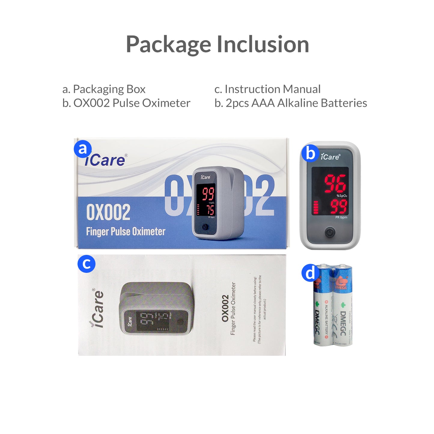 iCare OX002 Fingertip Pulse Oximeter with SpO2 and Pulse Rate Reading