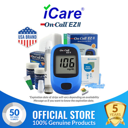 ACON On Call EZII Painless Blood Glucose Meter with Test Strips and Lancets