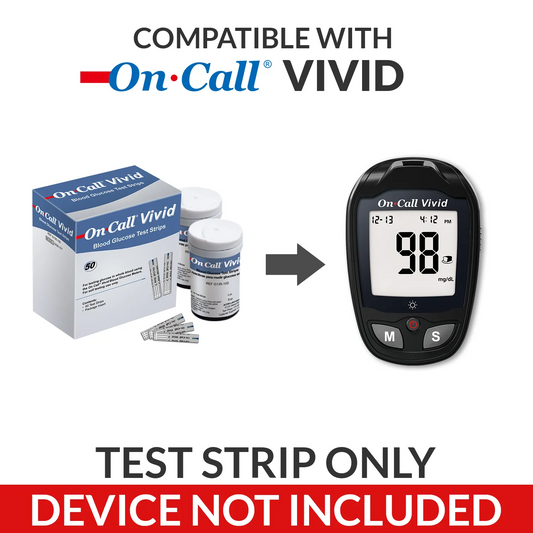 iCare® VividT50 On Call Vivid Test Strips (50 Pieces) in Vial with 50 Lancets ONLY COMPATIBLE WITH ON CALL VIVID BLOOD GLUCOSE MONITORING SYSTEM