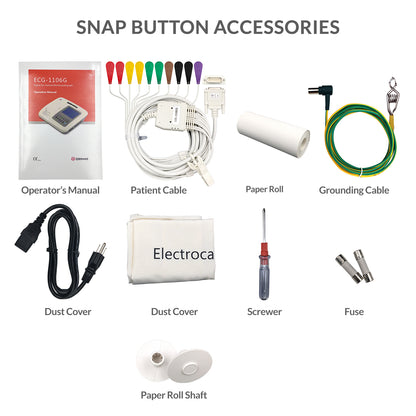 iCare® 1106G Monochrome Screen 6-Channel ECG Machine (Snap Button Type/Bulb & Clamp Type)