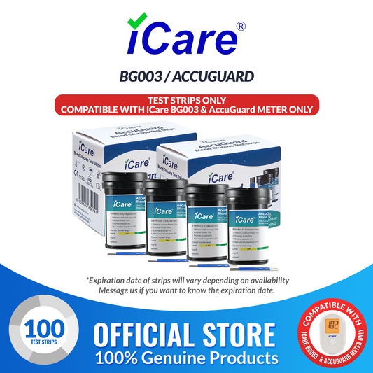 iCare AG-A100 100pcs Test Strips Compatible with BG003 and AccuGuard Blood Glucose Meter ONLY