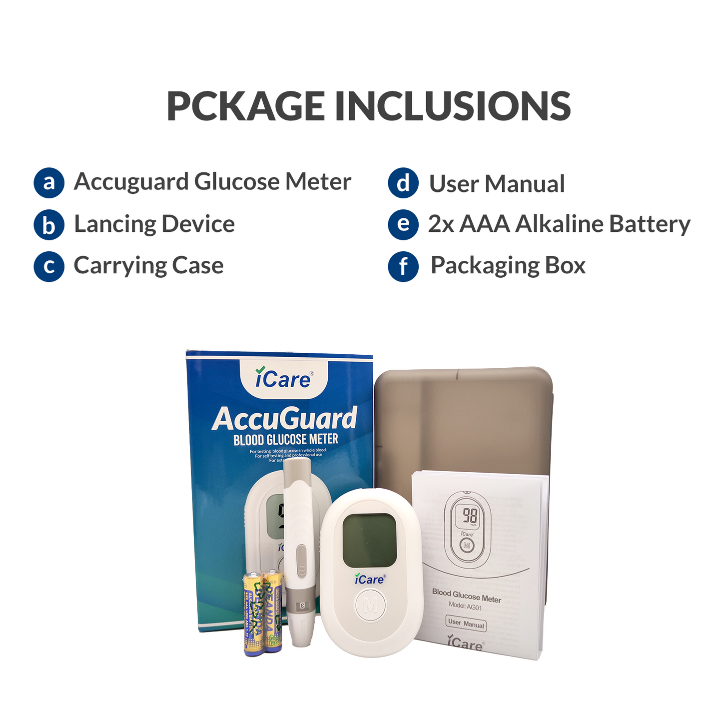 iCare AG01 AccuGuard Blood Glucose Monitor - Device Only, No Strips and Lancets