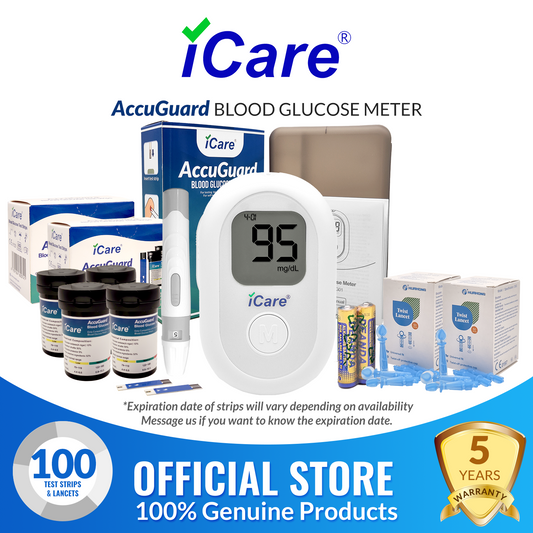 iCare AG100 AccuGuard Blood Glucose Monitor Complete set + 100pcs Test Strips & 100pcs Lancet