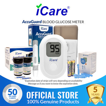 iCare AG50 AccuGuard Blood Glucose Monitor Complete set + 50pcs Test Strips & 50pcs Lancets