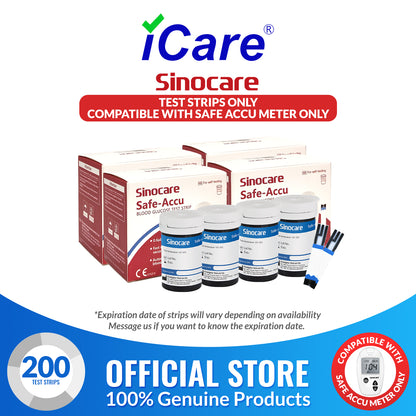 iCare® Safe Accu Glucose Test Strips ONLY COMPATIBLE WITH SAFE ACCU GLUCOSE METER SA