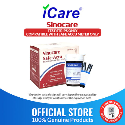 iCare® Safe Accu Glucose Test Strips ONLY COMPATIBLE WITH SAFE ACCU GLUCOSE METER SA