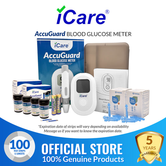 iCare AG100 AccuGuard Blood Glucose Monitor Complete set + 100pcs Test Strips & 100pcs Lancet