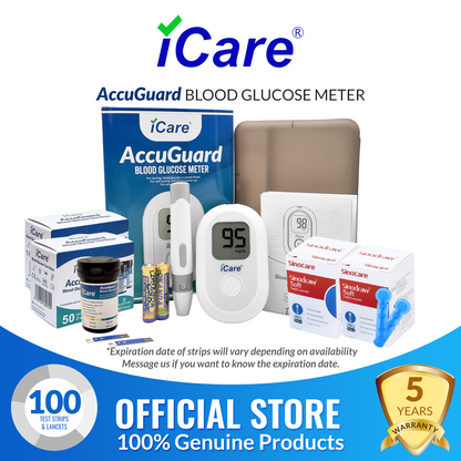 iCare AG100 AccuGuard Blood Glucose Monitor Complete set + 100pcs Test Strips & 100pcs Lancet