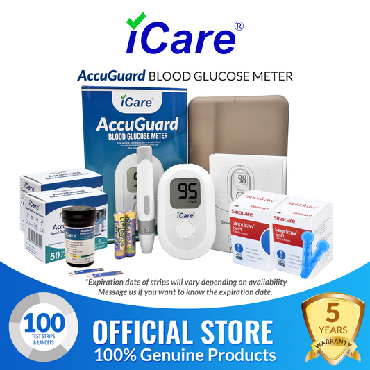 iCare AG100 AccuGuard Blood Glucose Monitor Complete set + 100pcs Test Strips & 100pcs Lancet