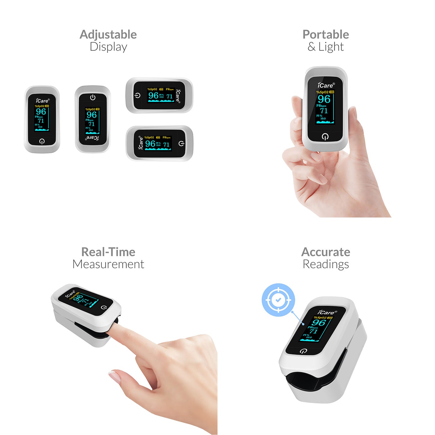 iCare Bundle Deal 17 OX001 Pulse Oximeter + CK239 Digital Bp Monitor + OCP50 Glucose Meter