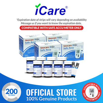 iCare® Safe Accu Glucose Test Strips COMPATIBLE WITH SAFE ACCU GLUCOSE METER ONLY