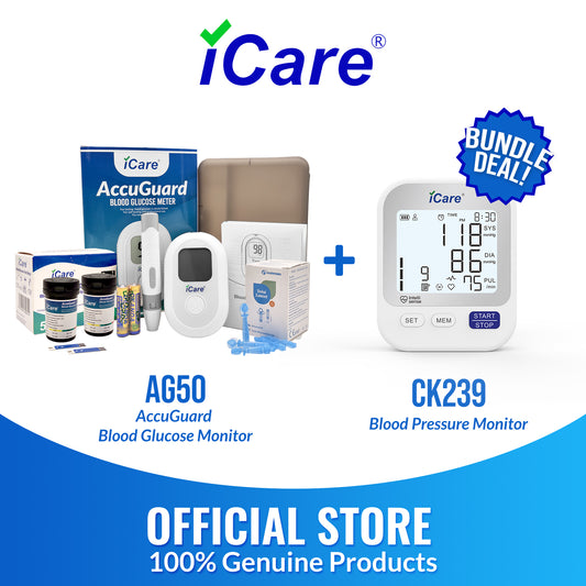 iCare Bundle Deal 27 AG50 Glucose Meter + CK239 Digital BP Monitor