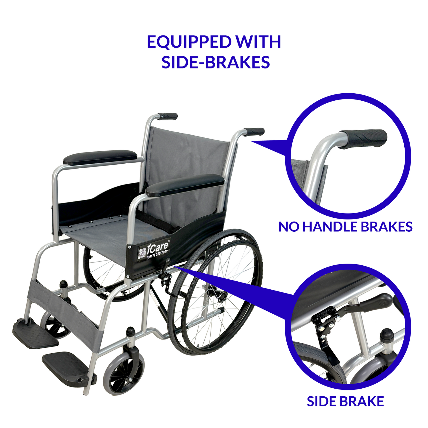iCare MV11 Self-Propelled Steel Manual Wheelchair, Lightweight & Foldable