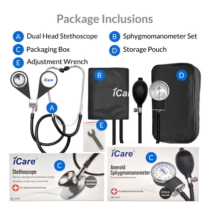 iCare AN06 Aneroid Sphygmomanometer(AN02) with Dual Head Stethoscope(AN04) for Blood Pressure Monitoring