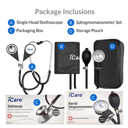 iCare AN06 Aneroid Sphygmomanometer with Dual Head Stethoscope for Blood Pressure Monitoring