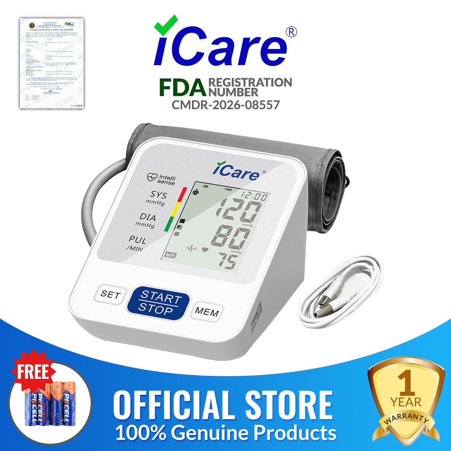 iCare® CK238 Automatic Digital Blood Pressure Monitor / Digital Sphygmomanometer  Small arm cuff 22-32cm