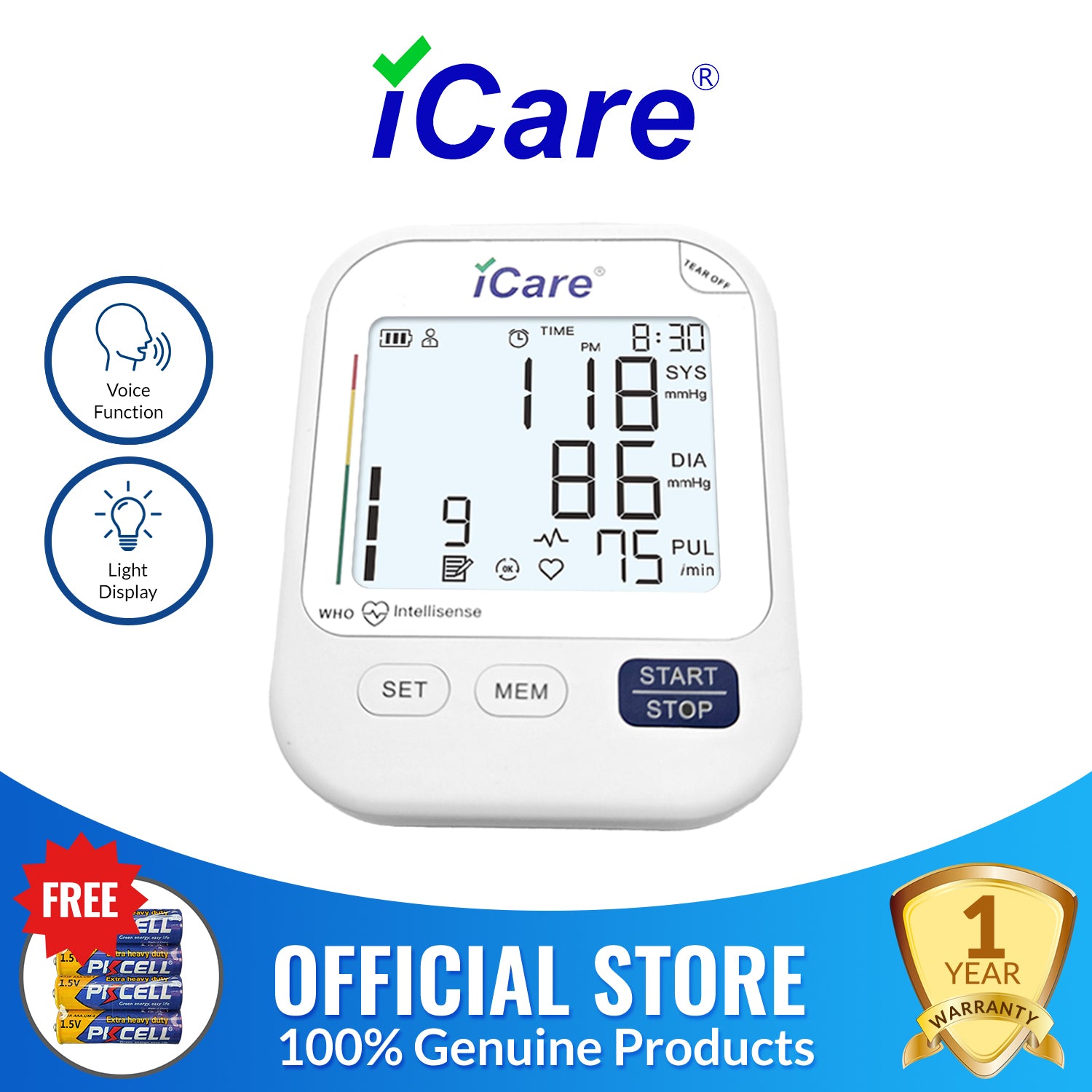iCare® CK239 USB Powered Automatic Digital Blood Pressure Monitor with  Large Screen