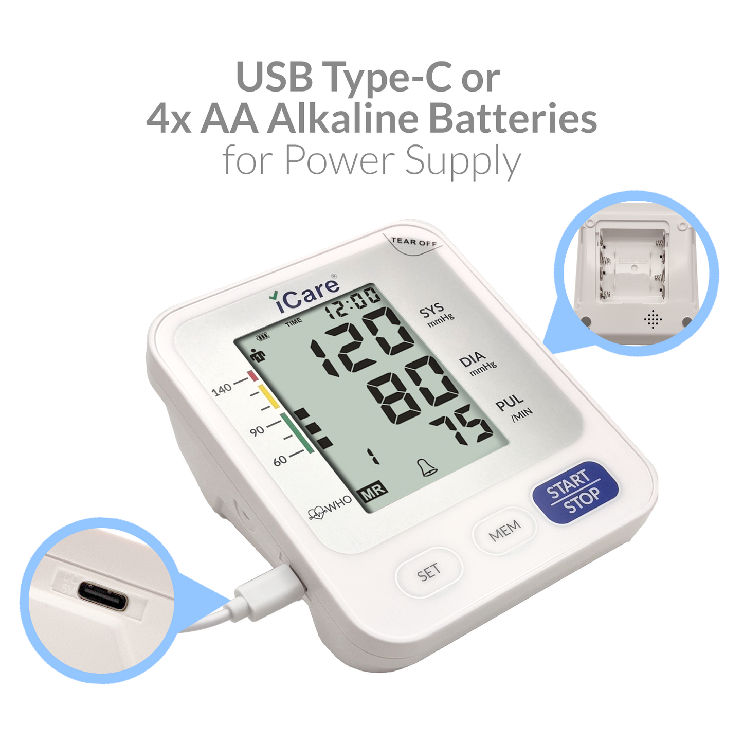 CK260 USB Powered Automatic Digital Blood Pressure Monitor, Small 22-32cm Arm Cuff