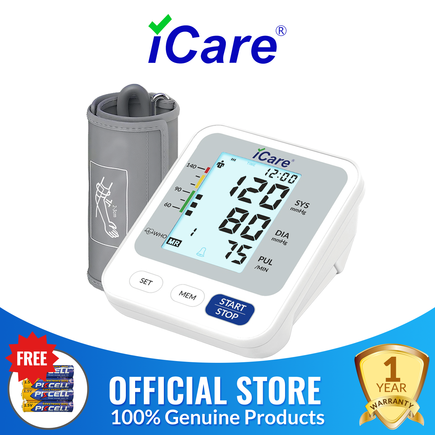 iCare CK260 USB Powered Automatic Digital Blood Pressure Monitor, Small 22-32cm Arm Cuff