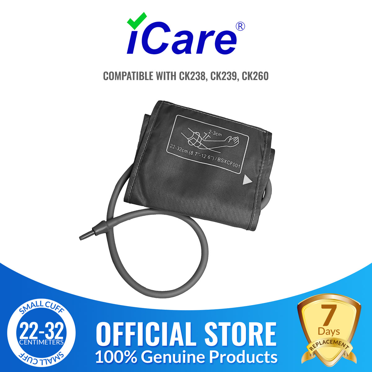iCare Small Sized Arm Cuff 22-32cm Compatible with CK260, CK239 & CK238