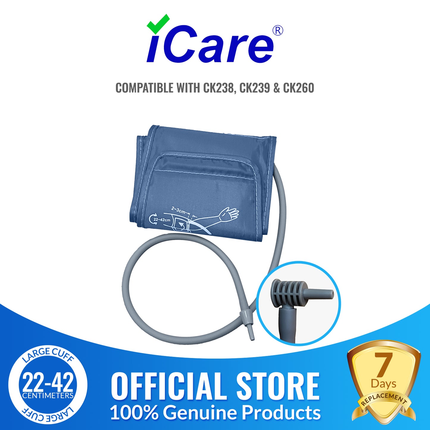 iCare CU-22-42CM Large Arm Cuff 22-42cm COMPATIBLE WITH CK238, CK239 and CK260 Only