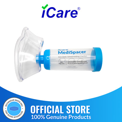 iCare® SE01 MediSpacer Chamber Chamber Spacer (NO INHALER INCLUDED) for Adults with Large Mask, Fit Any Size, Sealed Package, Clean and Safe, for with your Asthma Inhaler, Ventolin via Chamber Spacer