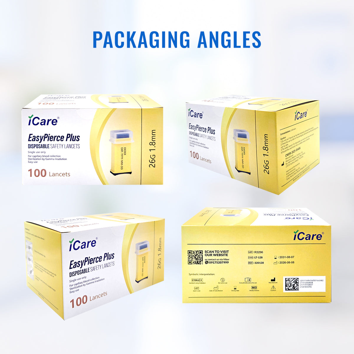 iCare EasyPierce Plus Disposable Safety Lancets 26Gx1.8mm