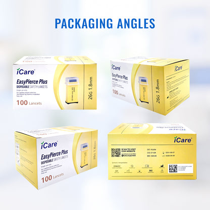 iCare EasyPierce Plus Disposable Safety Lancets 26Gx1.8mm