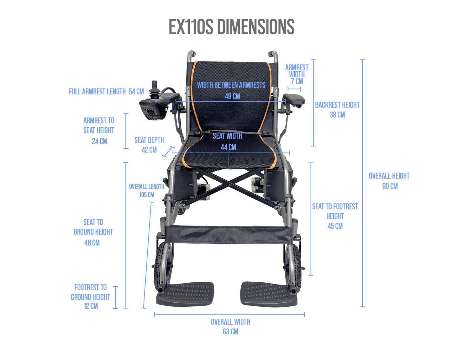 iCare EX110-Z Steel Electric Wheelchair with Lead-Acid Battery