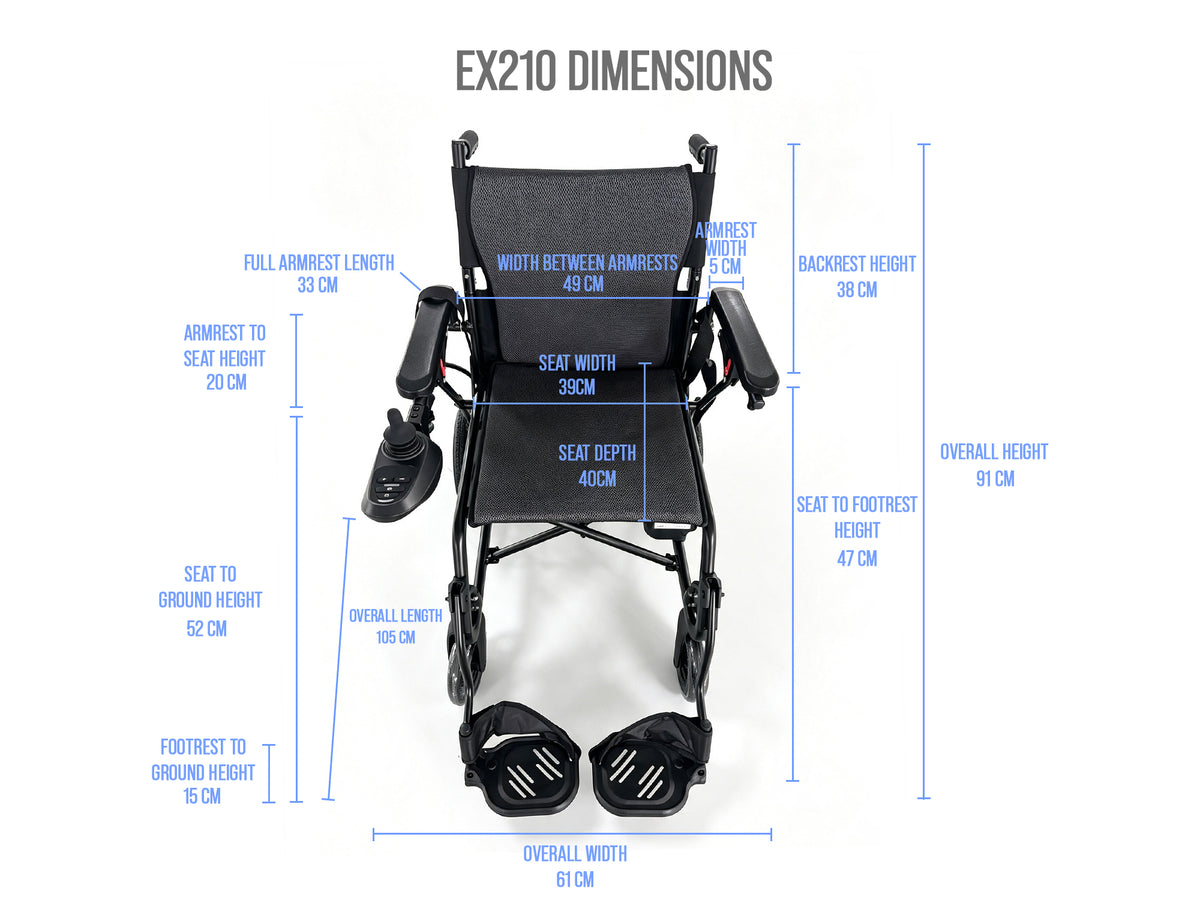 iCare EX210 Aluminum Electric Wheelchair with Lithium Battery