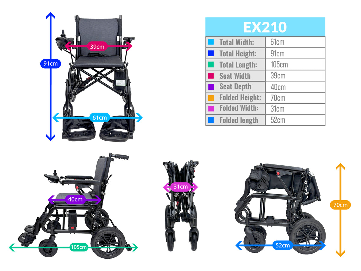 iCare EX210 Aluminum Electric Wheelchair with Lithium Battery