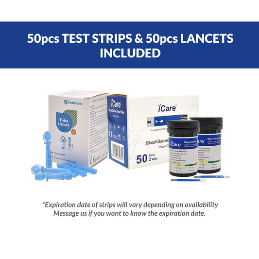 iCare BG003 Blood Glucose Monitor Complete set + 50pcs Test Strips & 50pcs Lancet