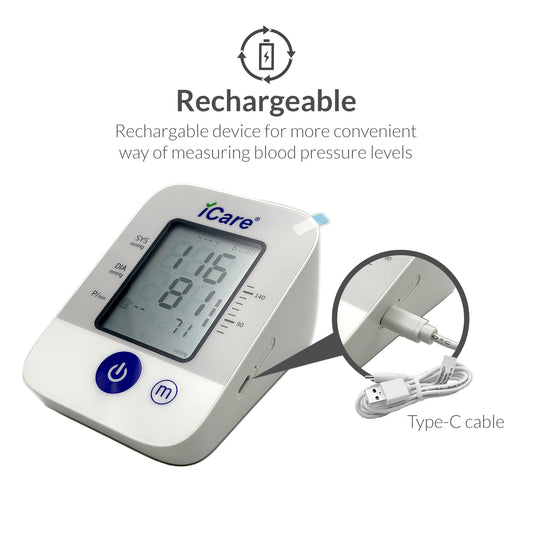 iCare CK321 Rechargeable Automatic Blood Pressure Monitor Digital , Large Arm Cuff 22-45cm BP Monitor