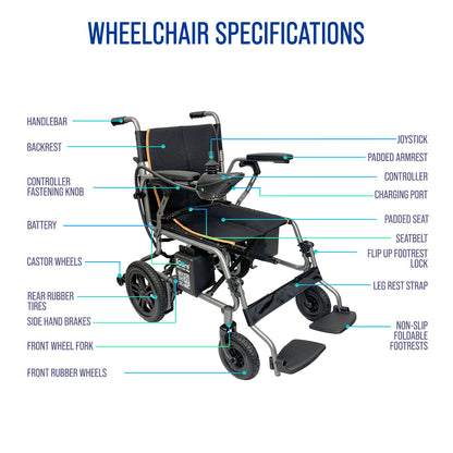 iCare EX110-Z Steel Electric Wheelchair with Lead-Acid Battery
