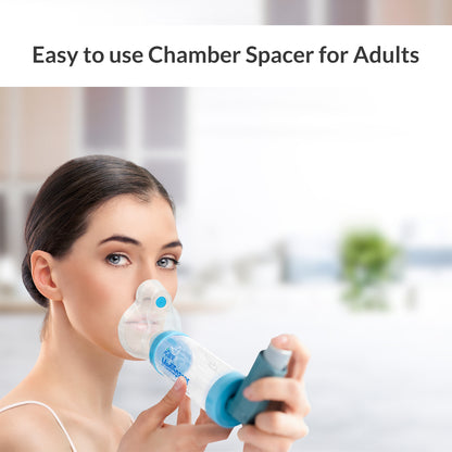 iCare® SE01 MediSpacer Chamber Chamber Spacer (NO INHALER INCLUDED) for Adults with Large Mask, Fit Any Size, Sealed Package, Clean and Safe, for with your Asthma Inhaler, Ventolin via Chamber Spacer
