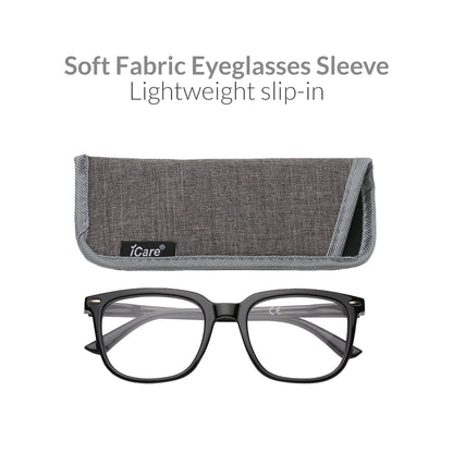 iCare RA302 Shiny Black Square Reading Glasses PC Frame, PC Temples and Grade A AC Lenses