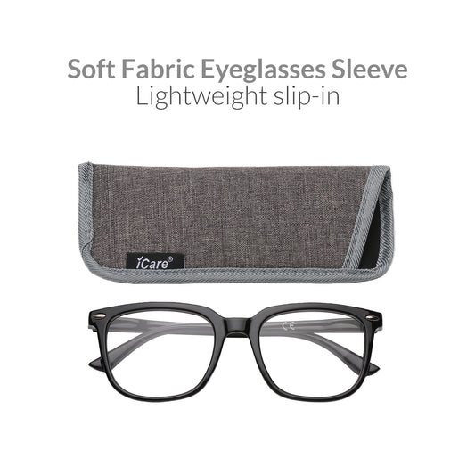 iCare RA302 Shiny Black Square Reading Glasses PC Frame, PC Temples and Grade A AC Lenses