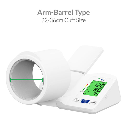 iCare BK38 Rechargeable Blood Pressure Monitor Digital Arm-Barrel Type Size 22-36cm Cuff BP Monitor