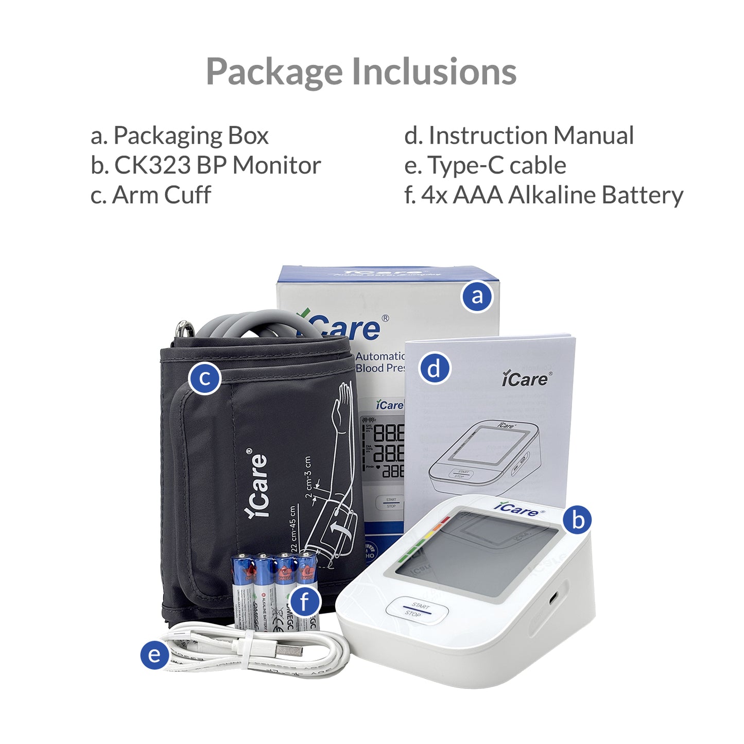 iCare CK323 Automatic Digital Blood Pressure Monitor with Large Cuff (22cm - 45cm), WHO BP Level Indicator, Irregular Heartbeat Indicator, Excessive Motion Indicator