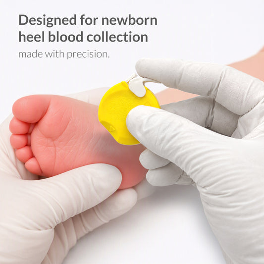 iCare SafeEdge Neo Heel Incision Safety Lancet for Newborn Blood Sampling, Sterile, Single-Use, Latex Free, Comfort Grip, Safety Engineered