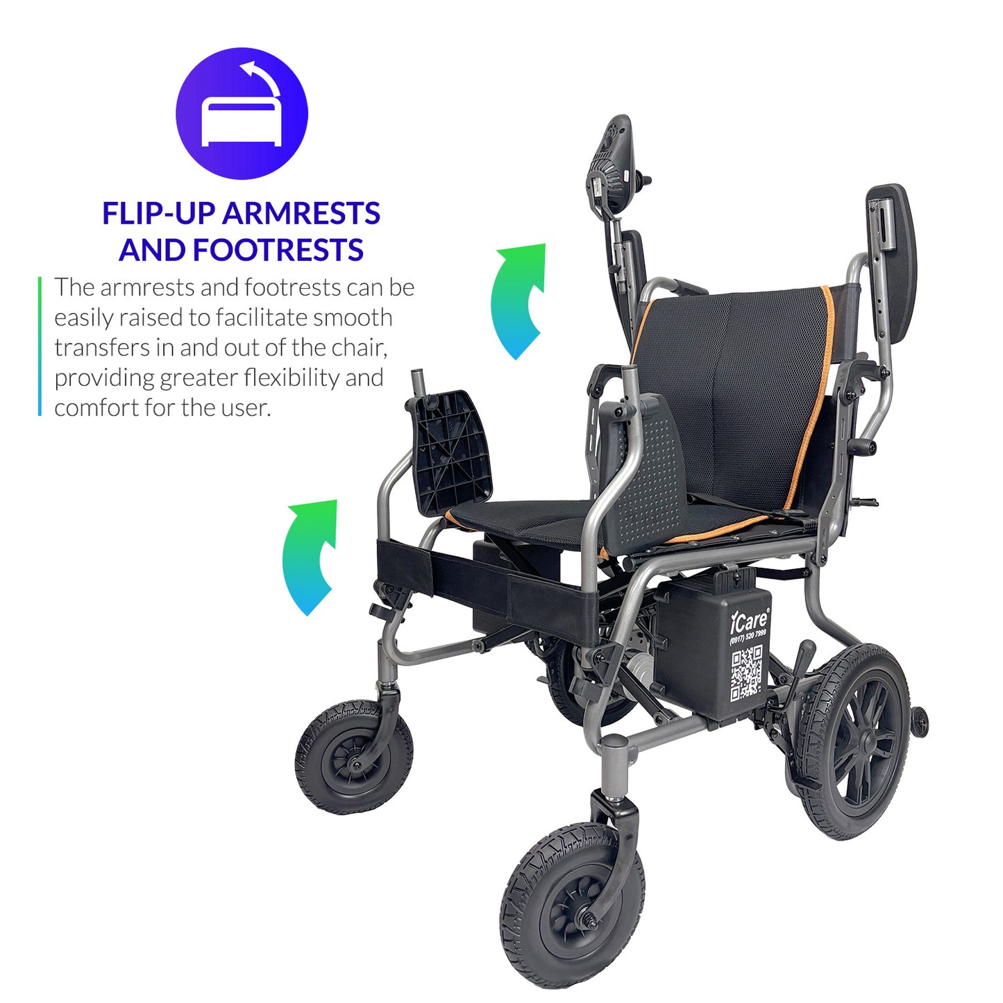 iCare EX110-Z Steel Electric Wheelchair with Lead-Acid Battery