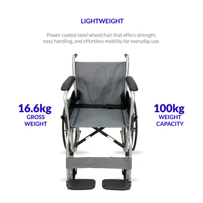 iCare MV11 Self-Propelled Steel Manual Wheelchair, Lightweight & Foldable