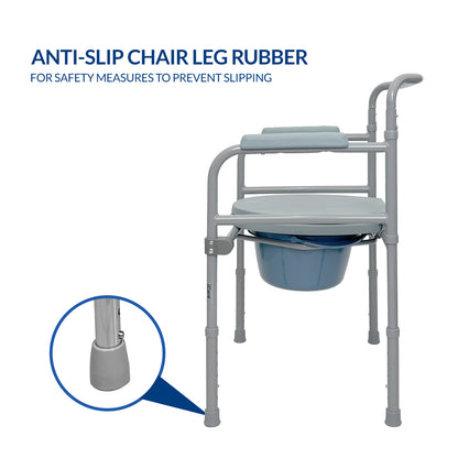 iCare MC53 Steel portable Commode Chair with removable bucket adjustable height armrests backrest. Suitable for home use
