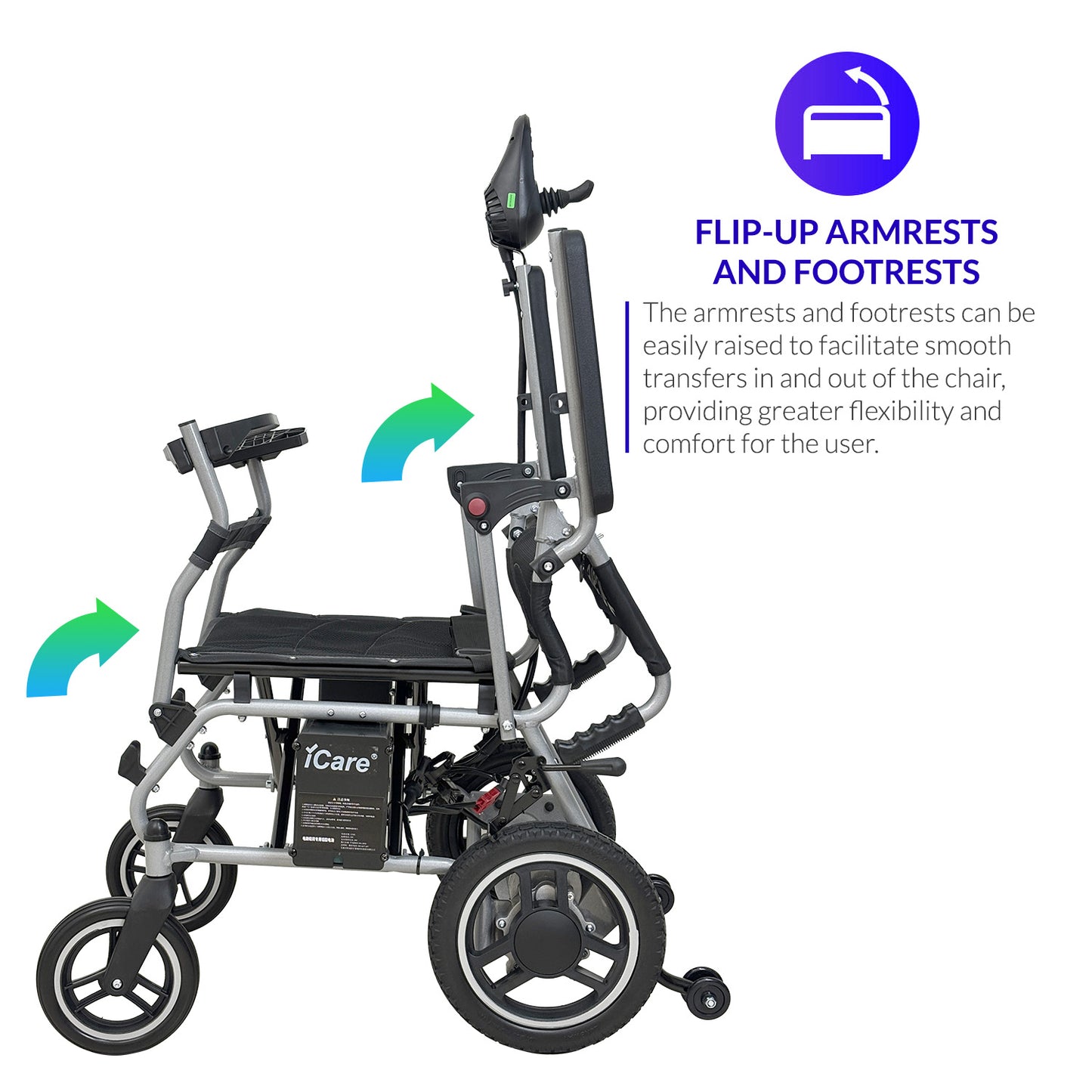 iCare EX110S Steel Electric Wheelchair with Lead-Acid Battery
