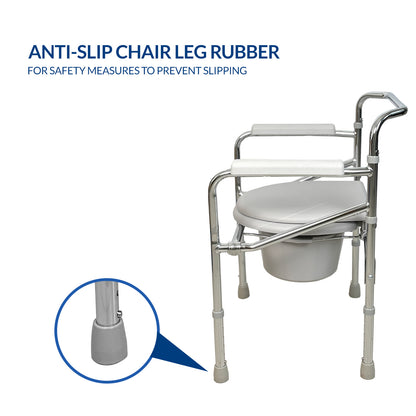 iCare MC52 Folding Steel Commode Chair, Adjustable Leg Height, Easy to Assemble, Foldable Frame