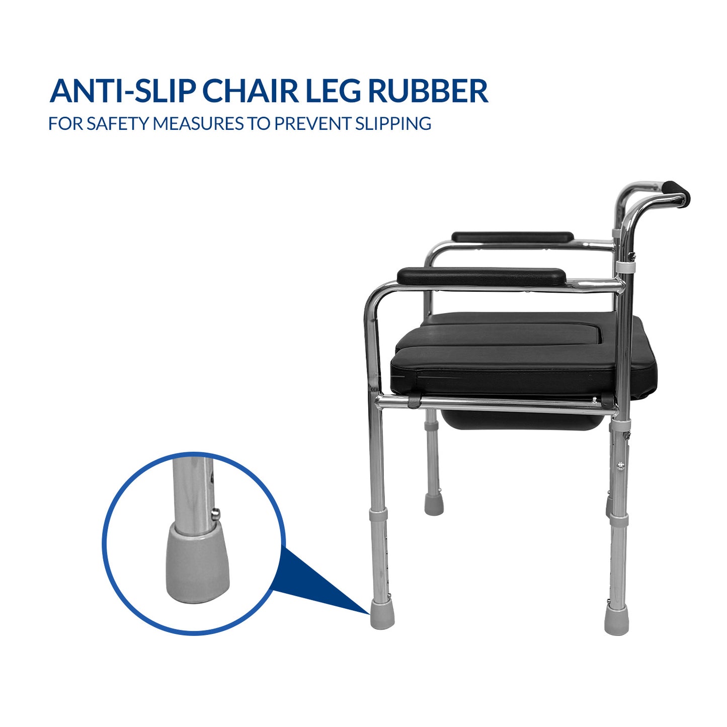 iCare MC51 Steel Commode Chair, Adopt HPCC Steel Plating, 5 Levels Height Adjustment, Folding Frame 8kg