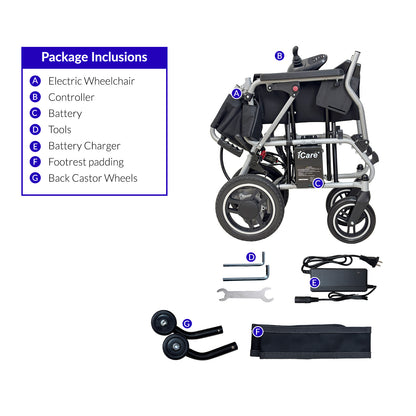 iCare EX110S Steel Electric Wheelchair with Lead-Acid Battery